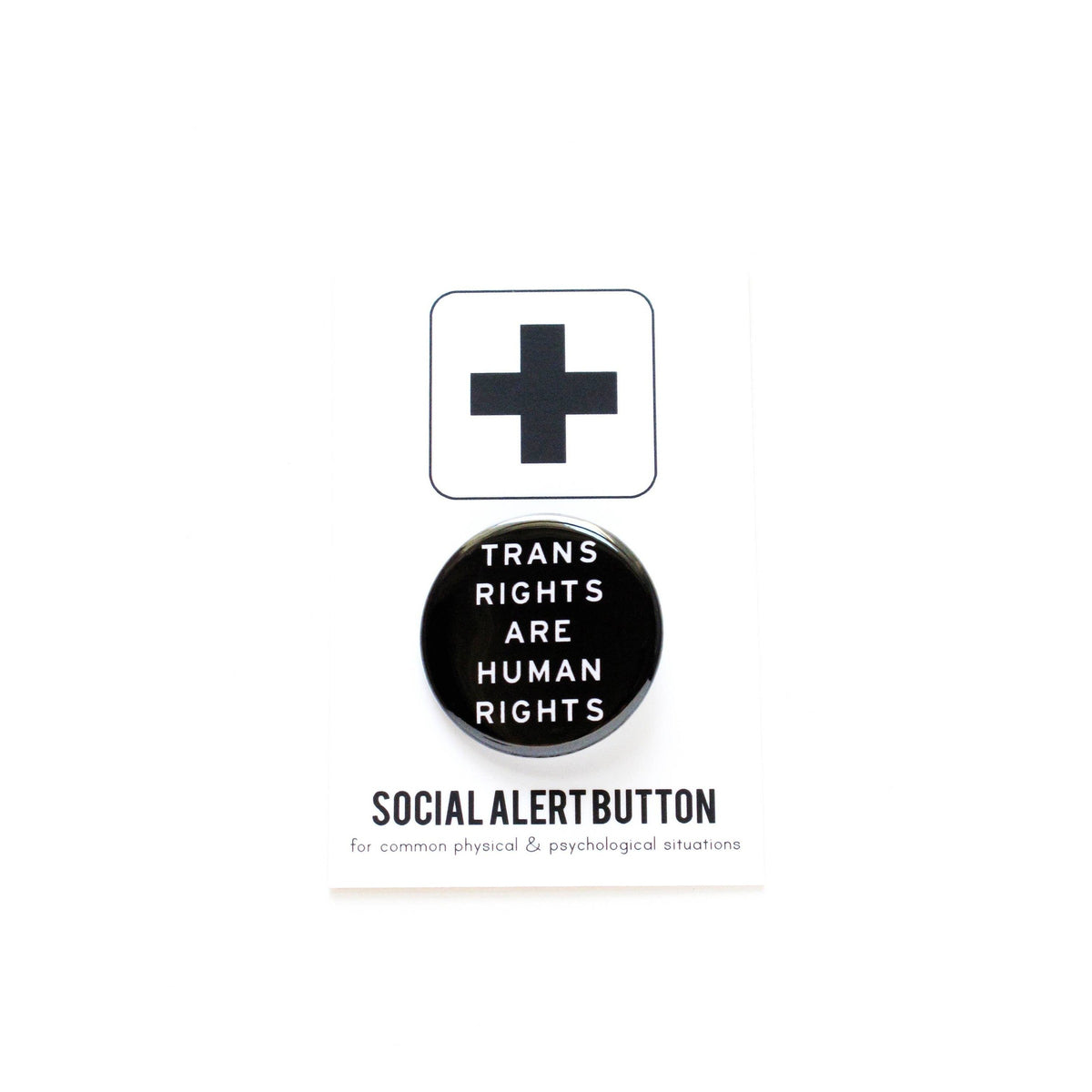 Word For Word Factory-Trans Rights Black Pinback Button-accessory-gather here online