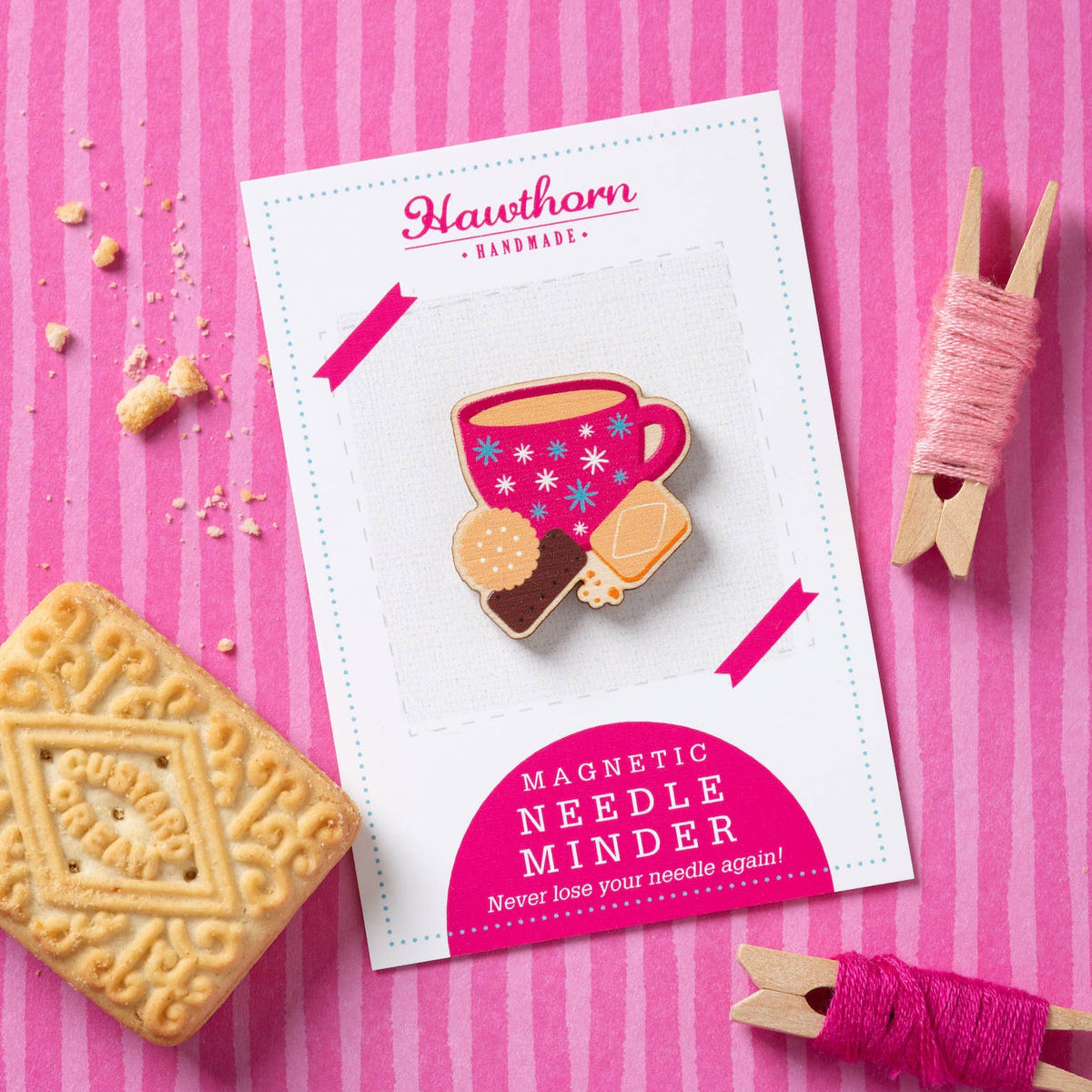 Hawthorn Handmade-Tea & Biscuits Needle Minder-embroidery notion-gather here online