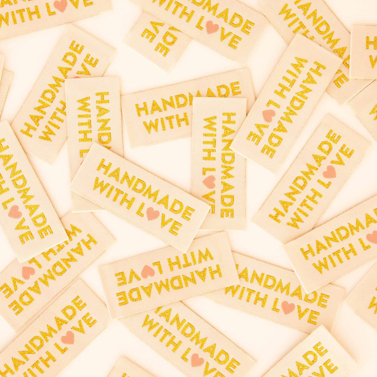 Sarah Hearts-Handmade with Love Gold Sewing Woven Labels Tags-notion-gather here online
