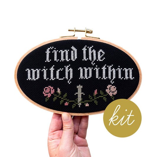 Junebug and Darlin-Find the Witch Within, 5"x8" Cross Stitch Kit-xstitch kit-gather here online