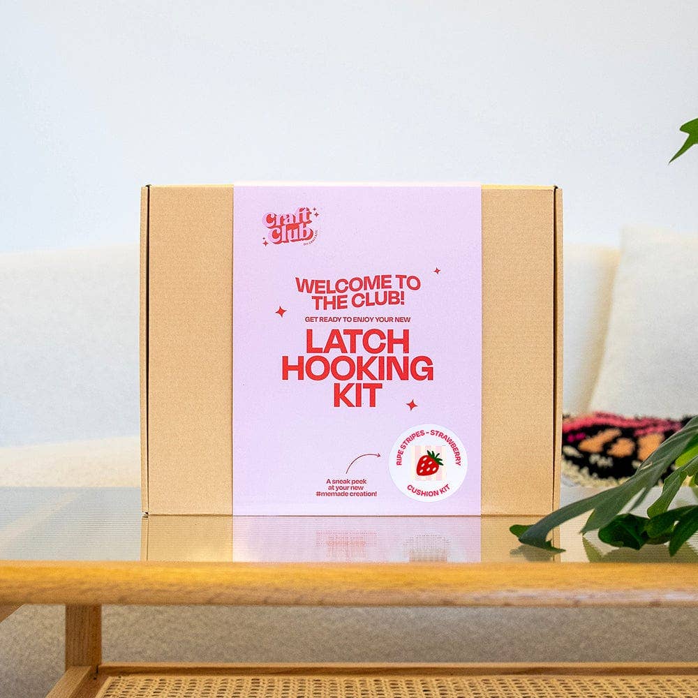 Craft Club-Strawberry Ripe Stripes - Latch Hook Cushion Kit-craft kit-gather here online