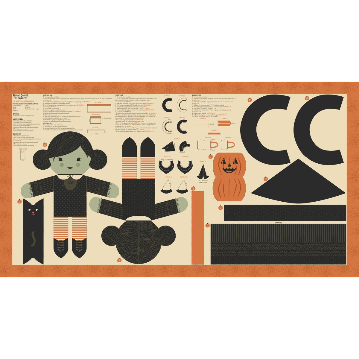 Moda-Cut & Sew Witch Panel-fabric panel-gather here online