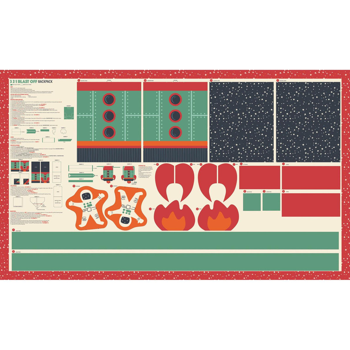Moda-Rocket Backpack Panel-fabric panel-gather here online