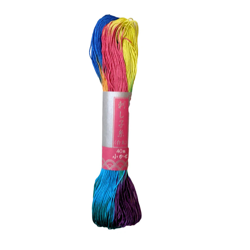 Daruma-Sashiko Thread Skein - Thick Multi-Color-thread-101 Rainbow-gather here online