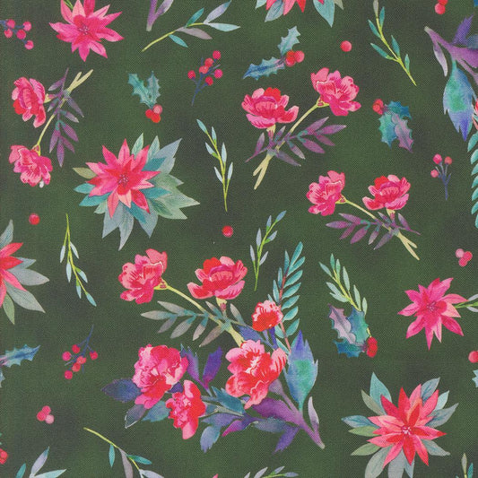 Moda-Christmas Bouquet Evergreen-fabric-gather here online