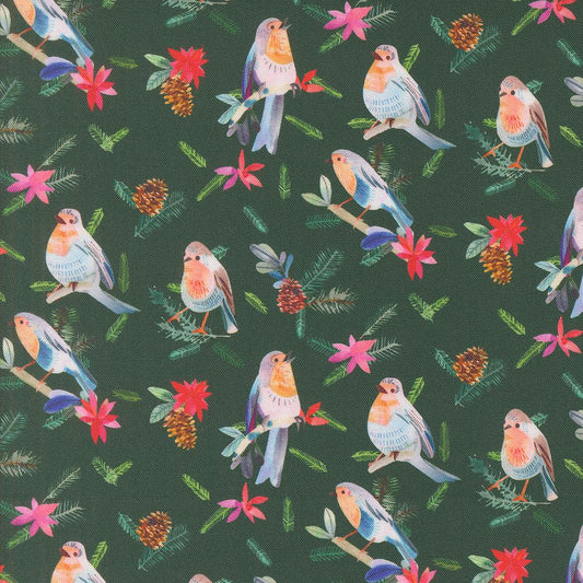 Moda-Robins With Pinecones Evergreen-fabric-gather here online