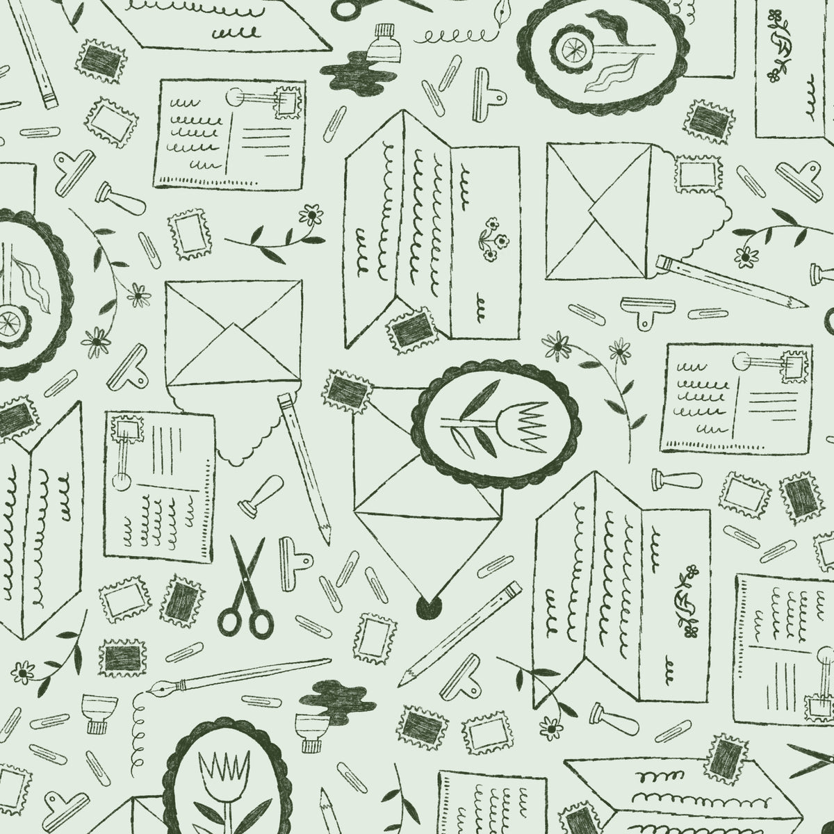 Cloud9-Pen Pals Mint-fabric-gather here online