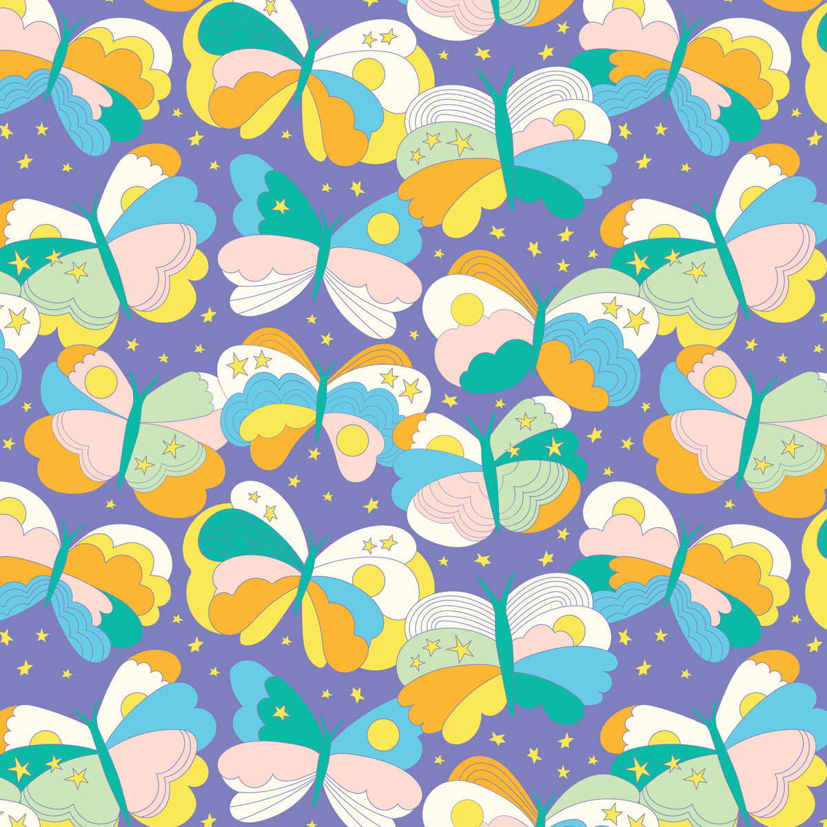 Cloud9-Butterfly Sky Violet Blue-fabric-gather here online