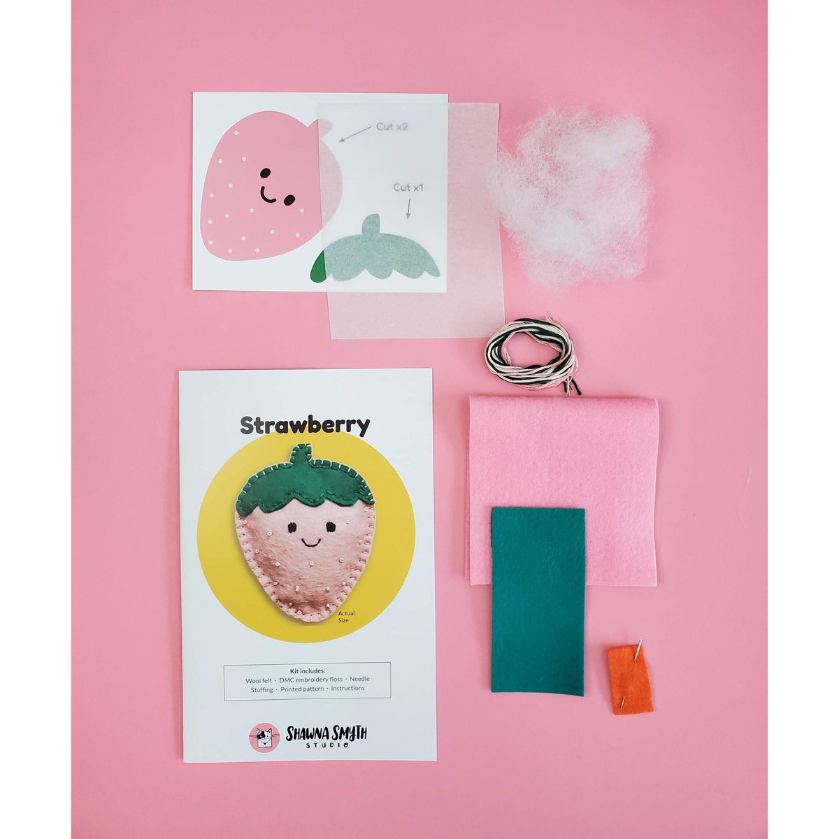 Shawna Smyth Studio-Strawberry DIY Felt Kit-sewing kit-gather here online