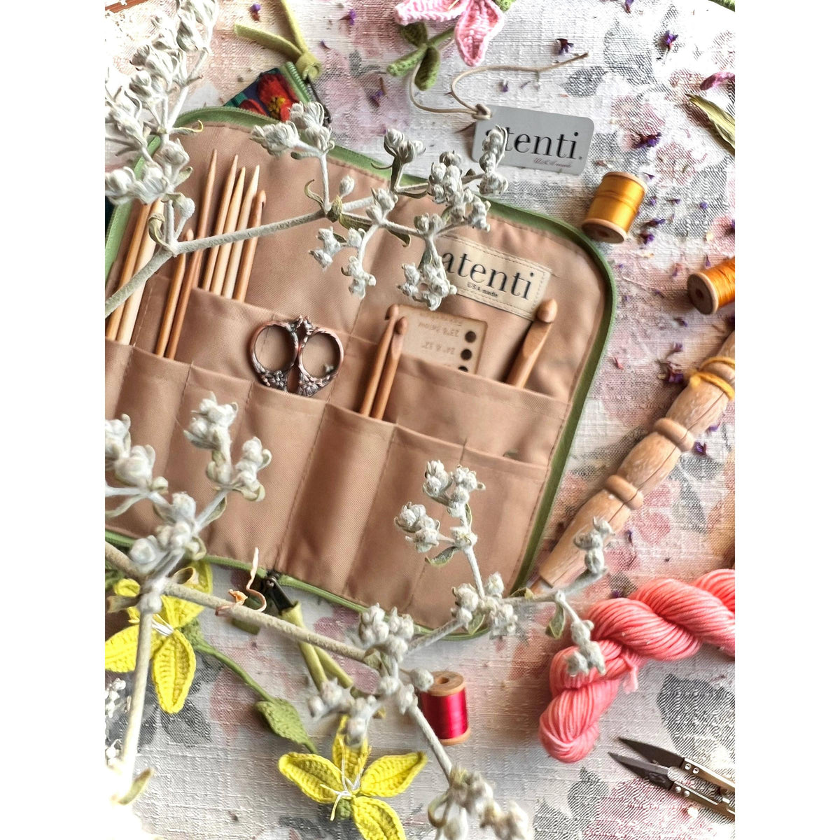 Atenti-Flora Needles, Hooks, and Tools Case-craft organizer-gather here online
