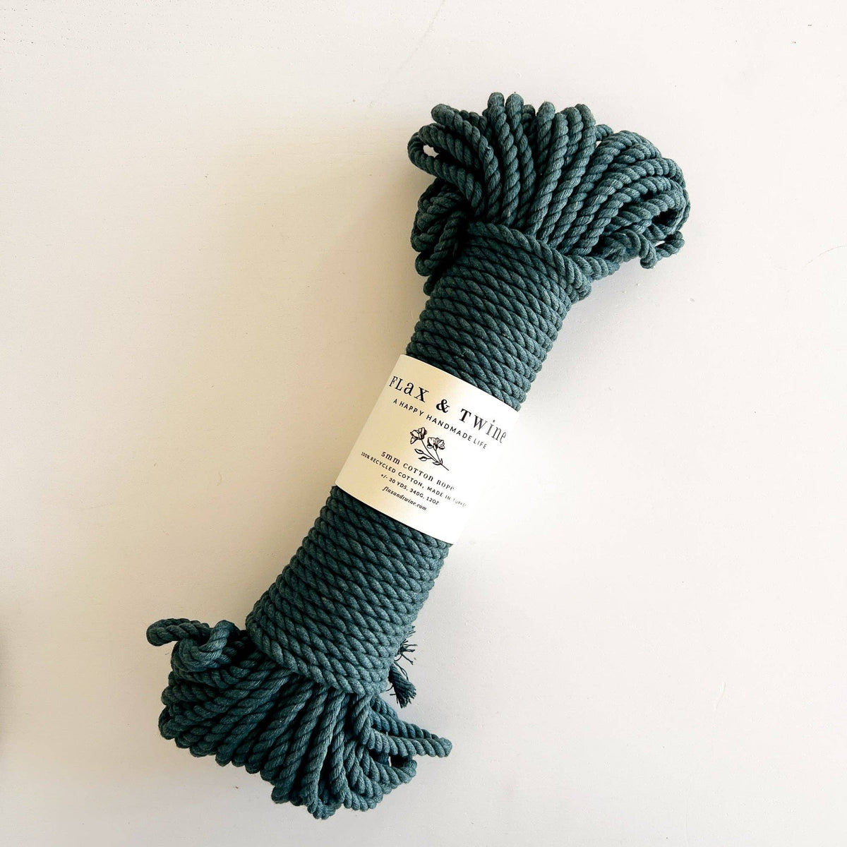 Flax & Twine-Recycled 5mm Cotton Rope - Pine-yarn-gather here online