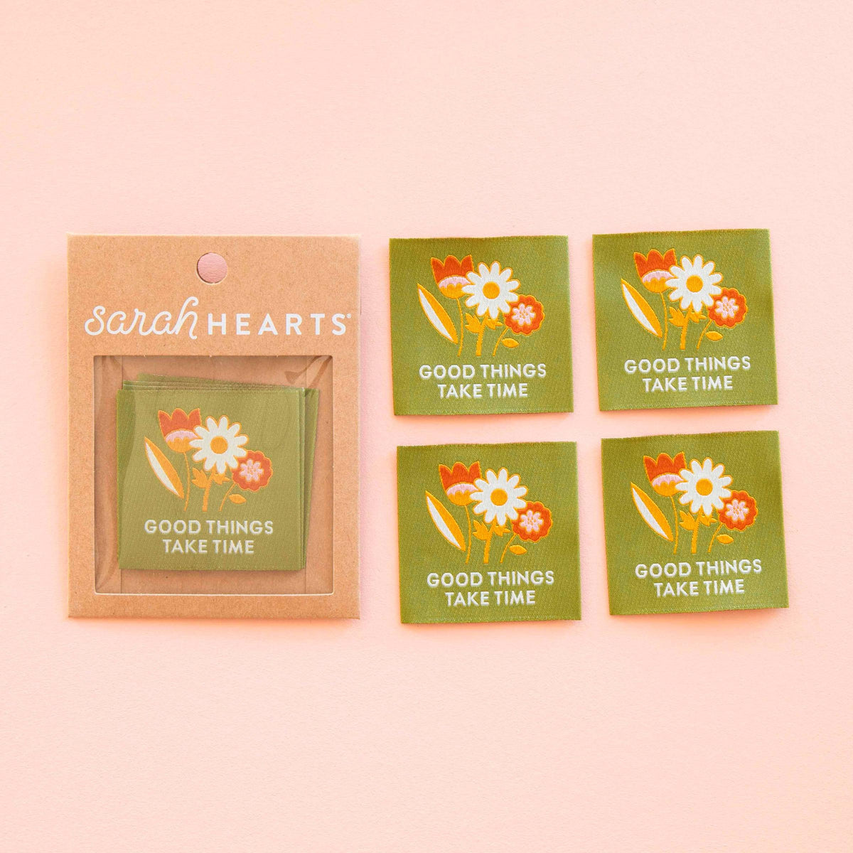 Sarah Hearts-Good Things Take Time Sew-In Labels-sewing notion-gather here online