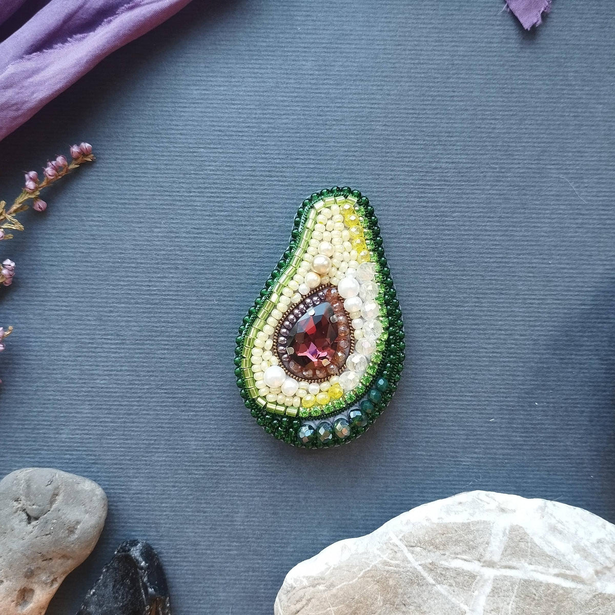 CraftShopOnline-Avocado Brooch Kit: DIY Embroidery Jewelry Making-craft kit-gather here online