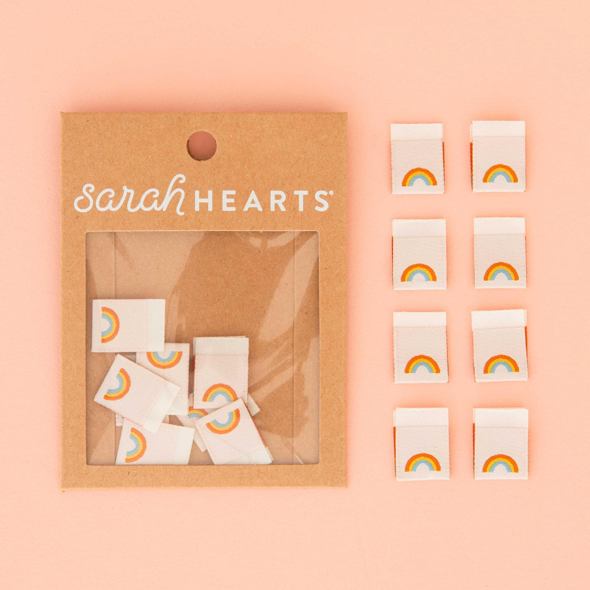 Sarah Hearts-Mini Rainbow Sew-In Labels-sewing notion-gather here online