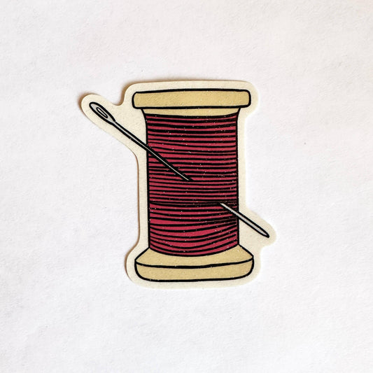 Made by Nilina-Pink Thread Spool Vinyl Sticker-sticker-gather here online