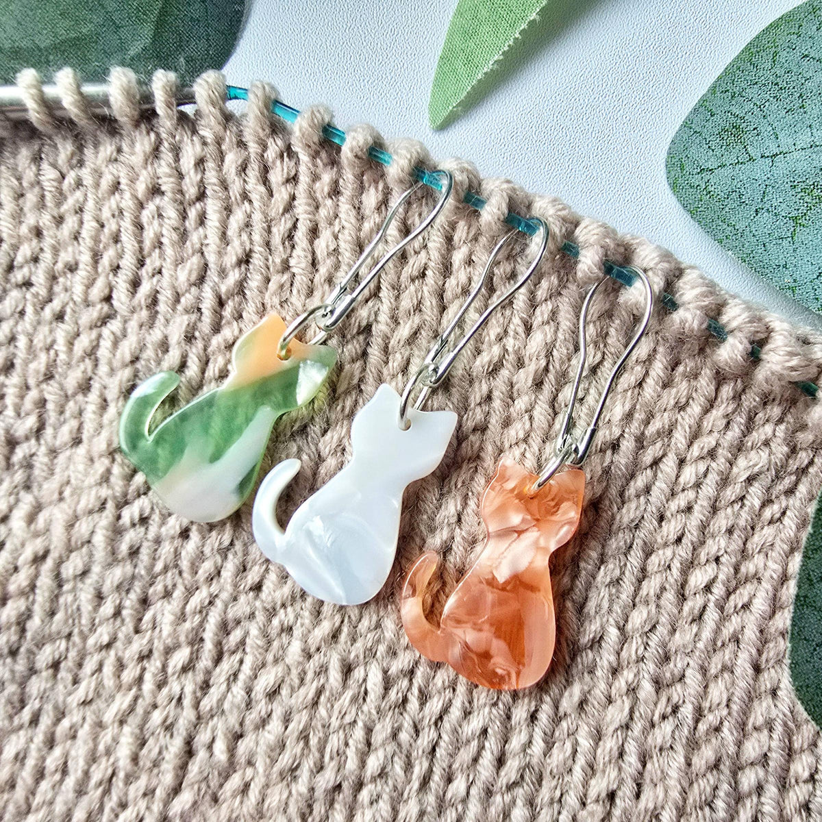 Knit and Purr-Anna Cat Stitch Markers-knitting notion-Bulb Pin-gather here online
