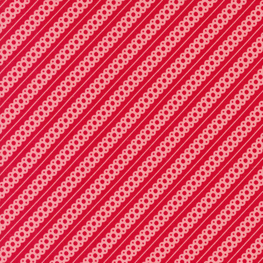 Moda-Scallop Stripes Berry-fabric-gather here online