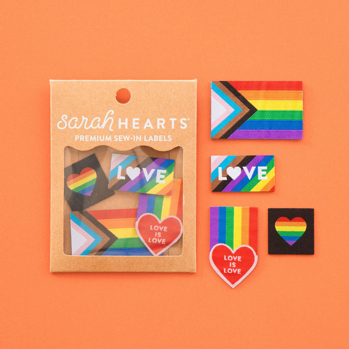 Sarah Hearts-Pride Rainbow Iron-On Labels Multipack-sewing notion-gather here online