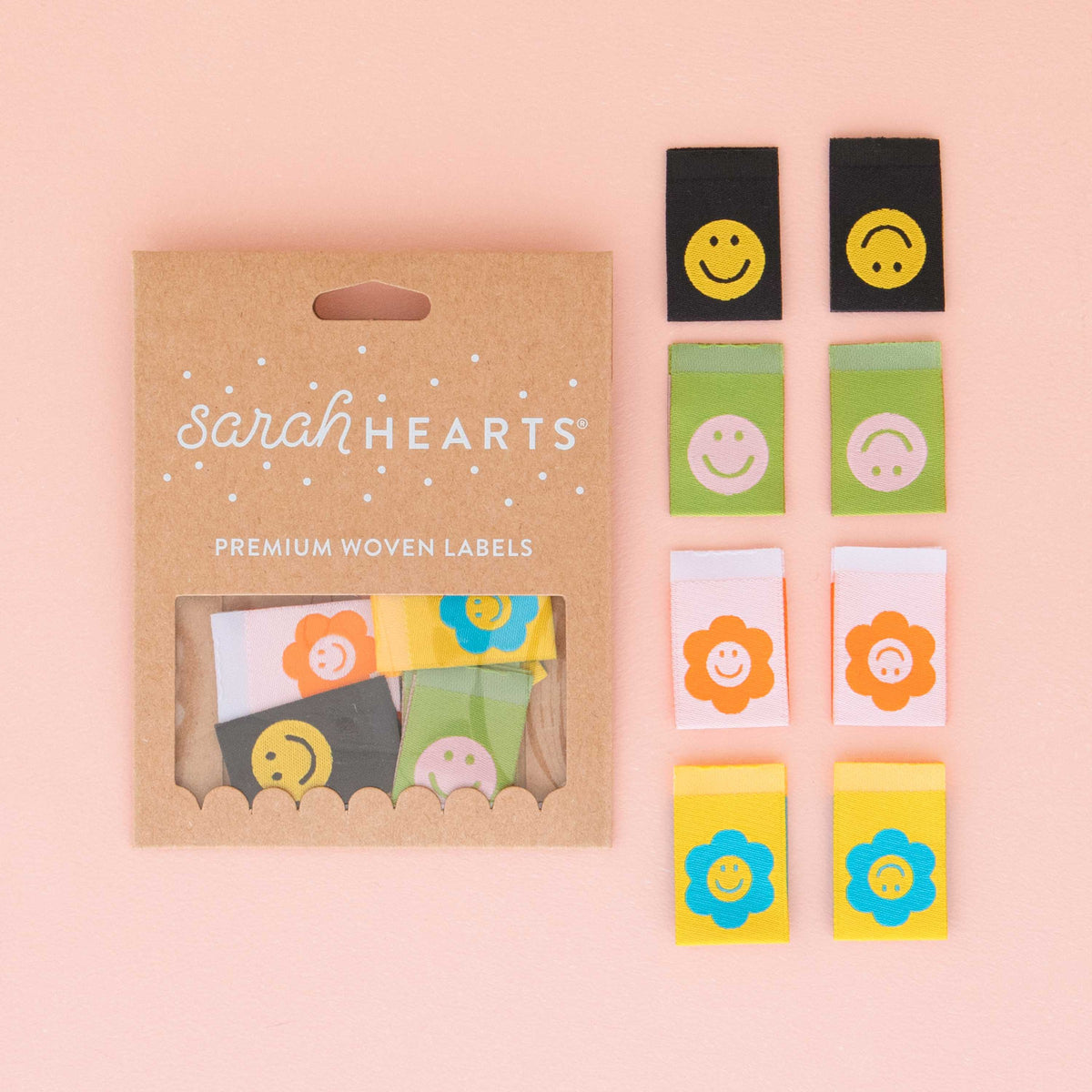 Sarah Hearts-Smiley Multipack - Sewing Woven Quilt and Garment Labels-notion-gather here online