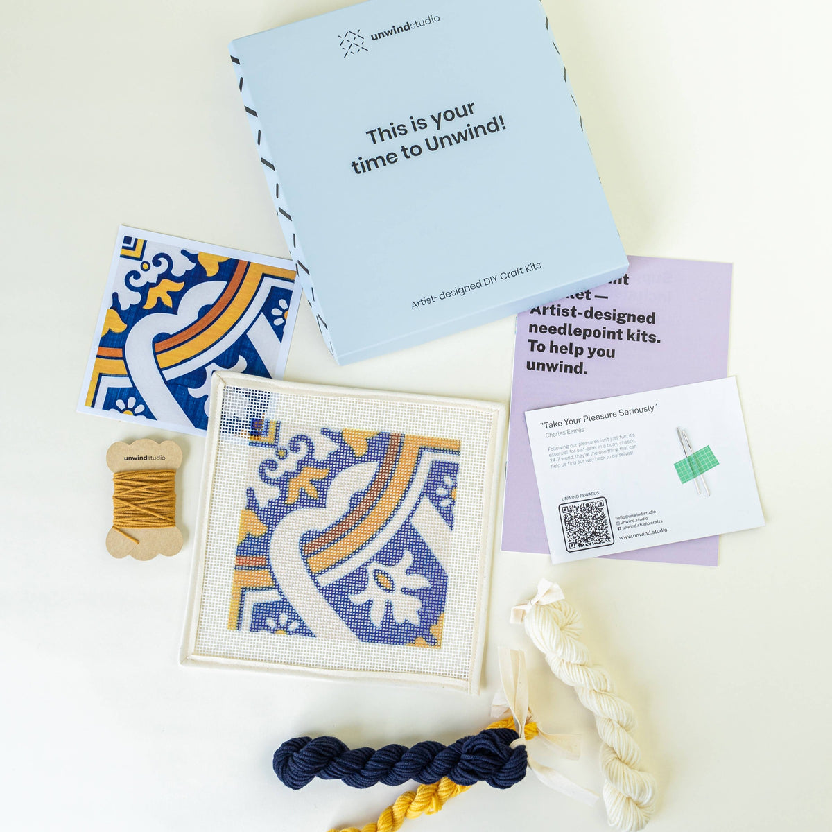 Unwind Studio-Portuguese Tiles Needlepoint Kit - Cedofeita-embroidery kit-gather here online
