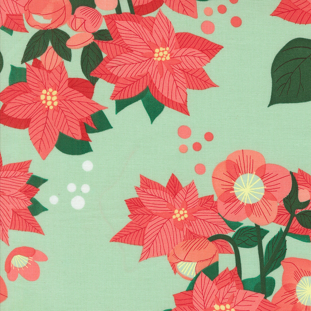 Moda-Poinsettia Mint-fabric-gather here online