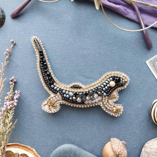 CraftShopOnline-Bead Embroidery Kit: Gecko Brooch DIY Craft, Jewelry Making-craft kit-gather here online