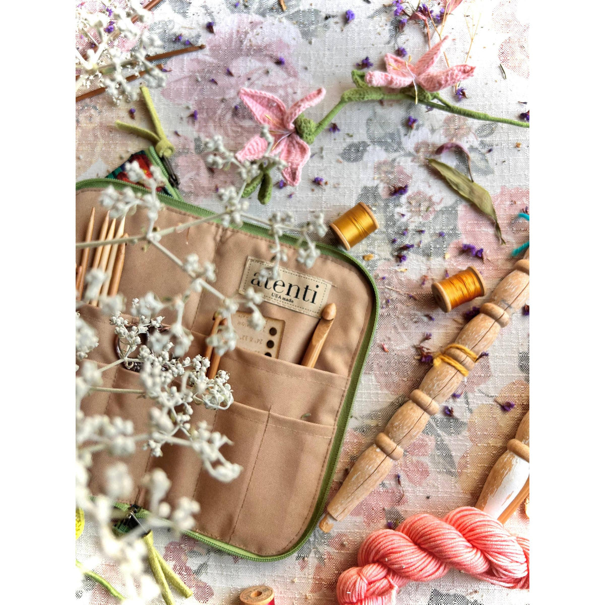 Atenti-Flora Needles, Hooks, and Tools Case-craft organizer-gather here online