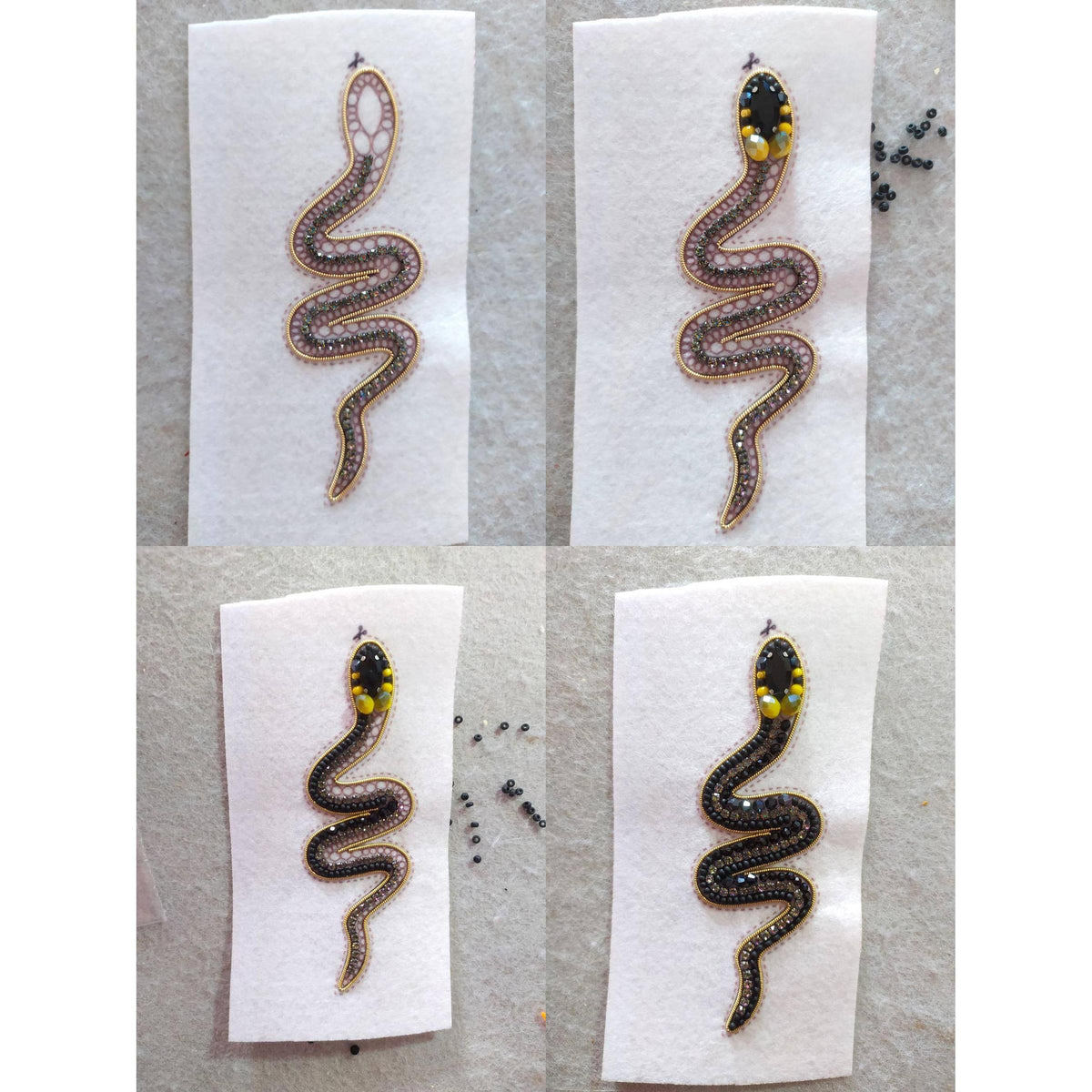 CraftShopOnline-Bead Embroidery Kit: Grass Snake Brooch DIY Craft Set-craft kit-gather here online