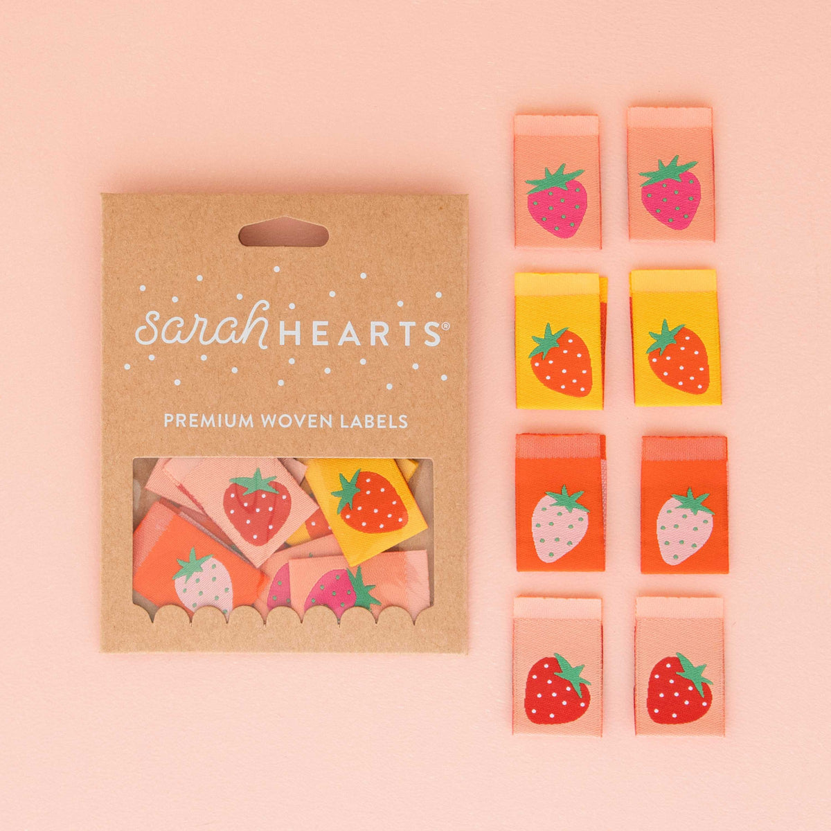 Sarah Hearts-Strawberry Multipack Woven Sewing Quilt and Garment Labels-notion-gather here online