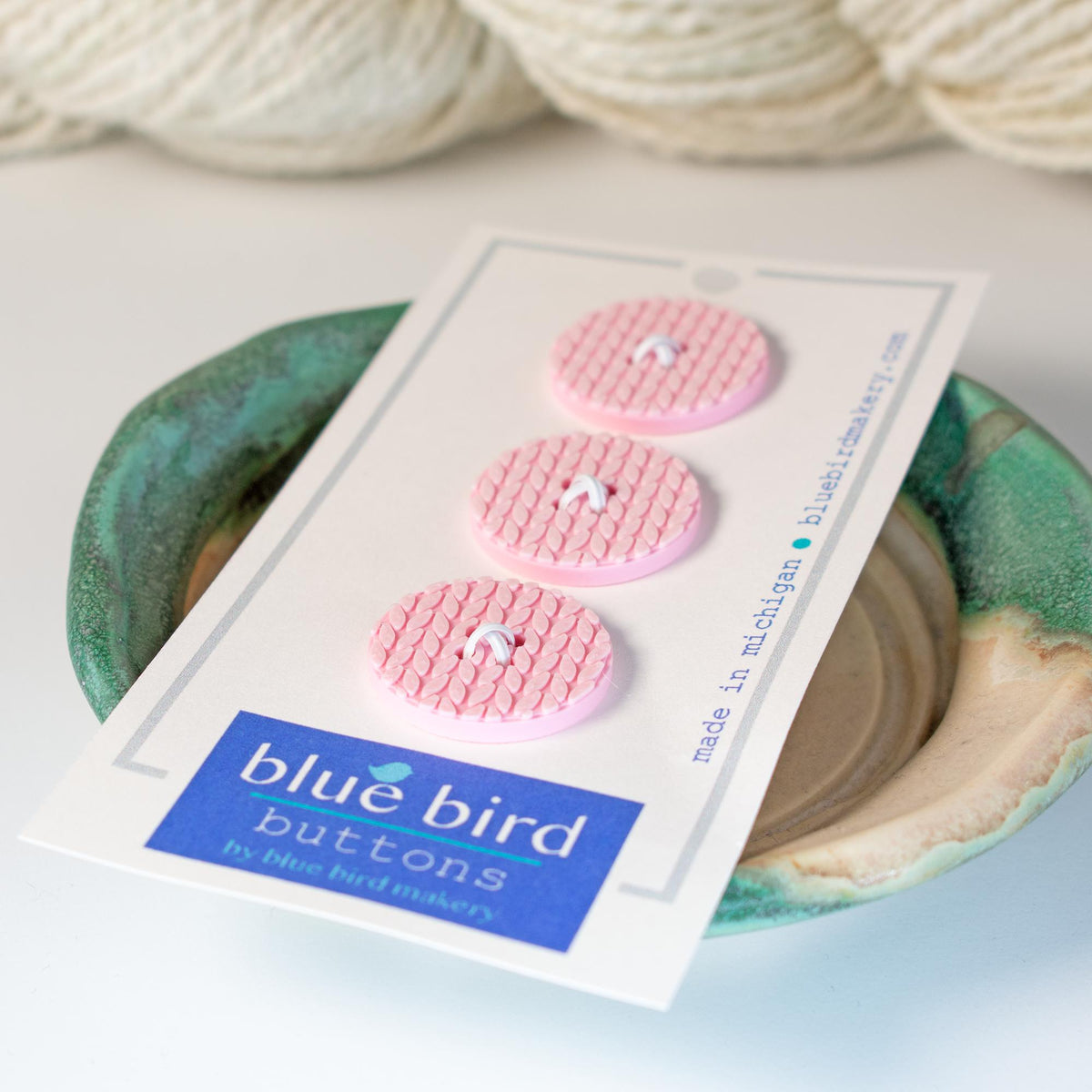Blue Bird Makery-1" Knit Stitch Buttons-button-Bubblegum-gather here online