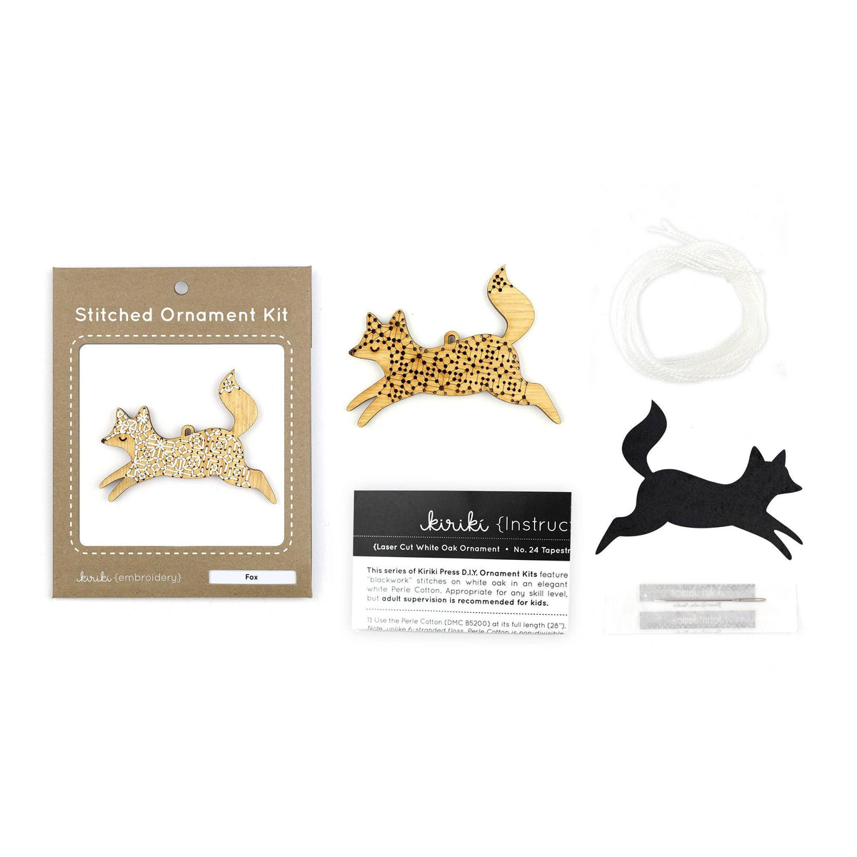 Kiriki Press-Fox DIY Ornament Kit-embroidery kit-gather here online