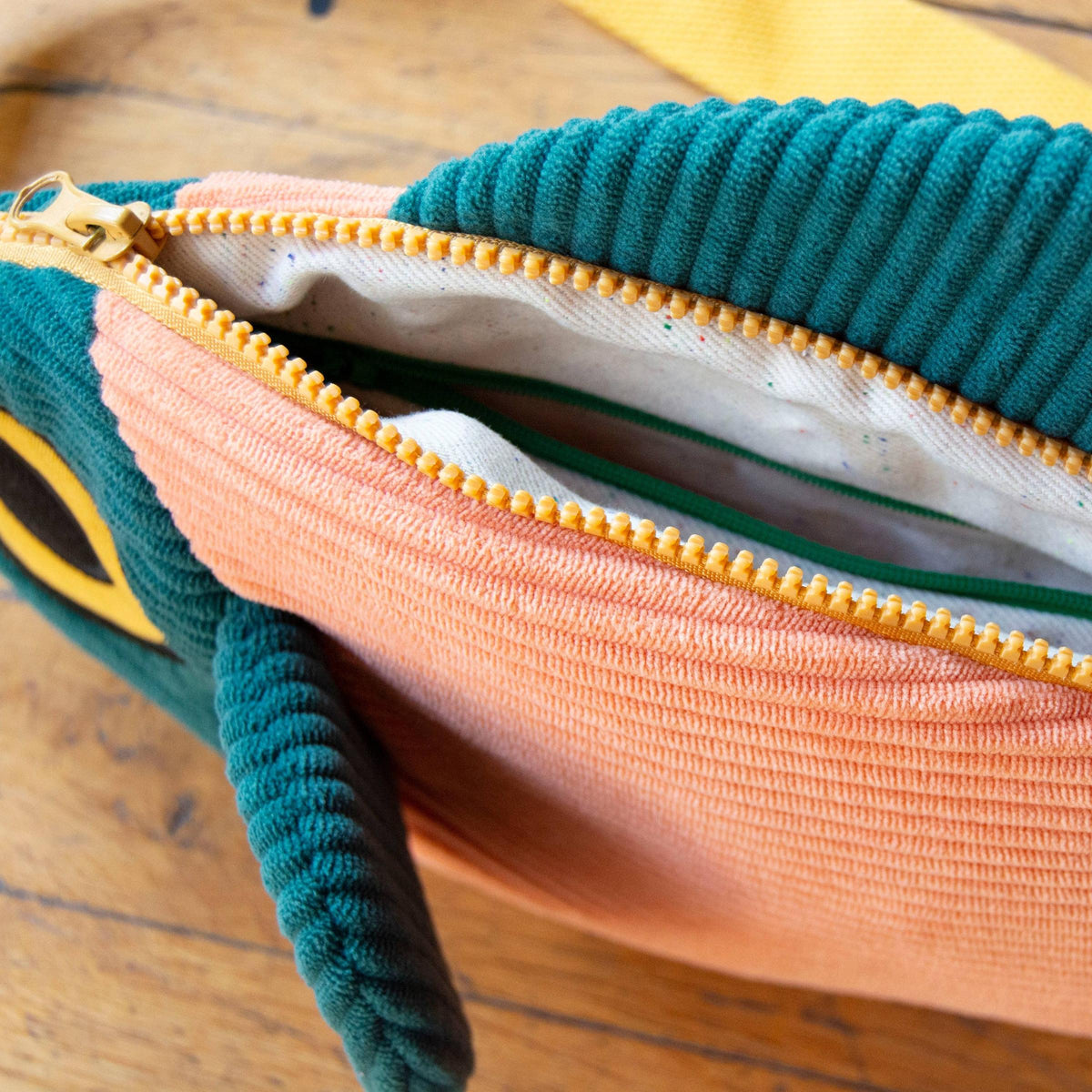Curlworks-The Fish Bag - Coral / Dark Green-bags & baskets-gather here online