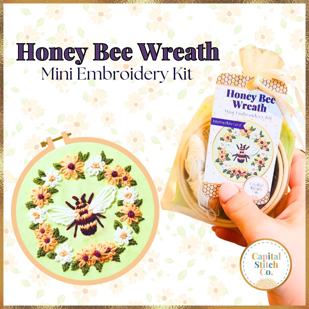 Capital Stitch Co.-Honey Bee Wreath Mini Embroidery Kit-embroidery kit-gather here online