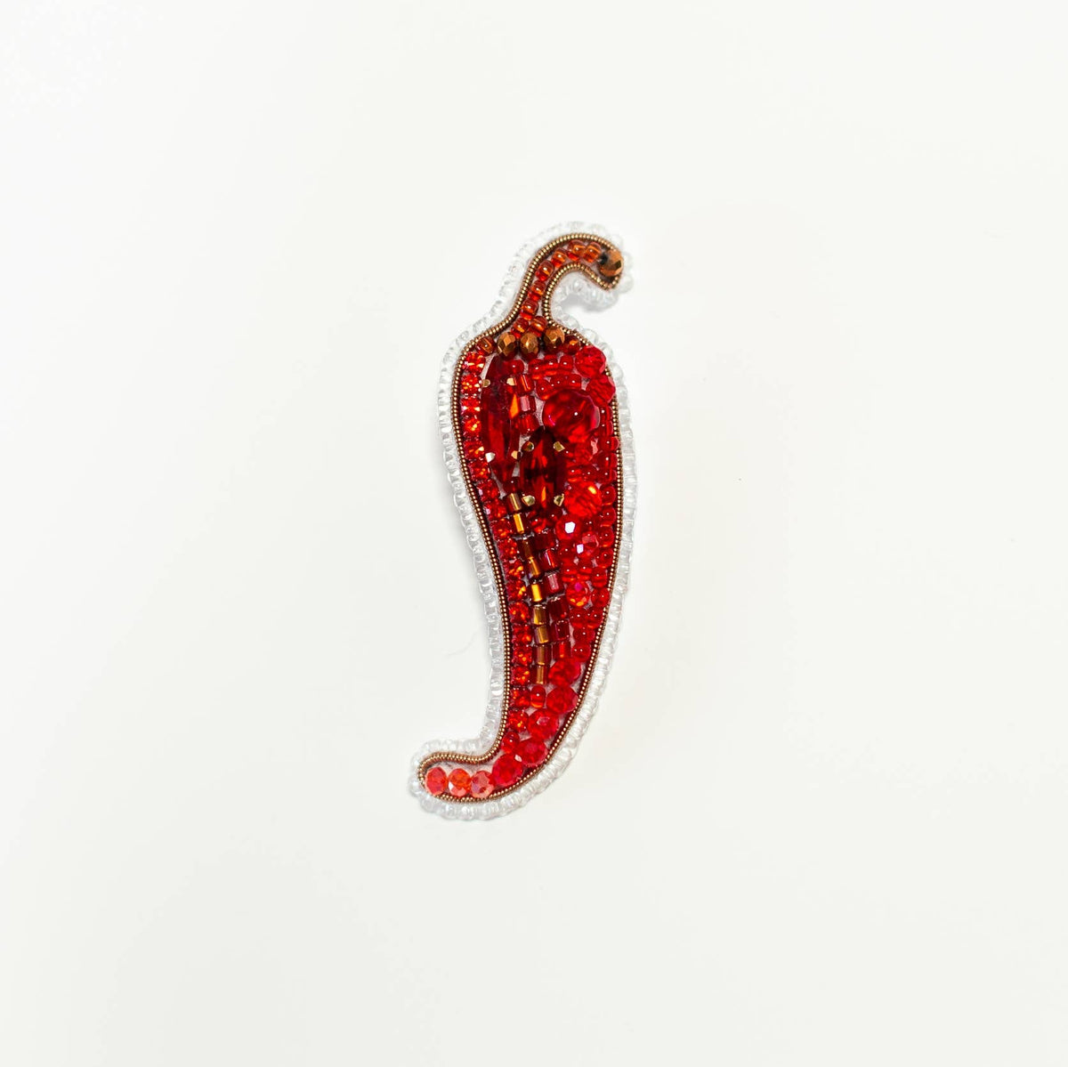 CraftShopOnline-Bead Embroidery Brooch Kit: Chili Pepper DIY Craft-craft kit-gather here online
