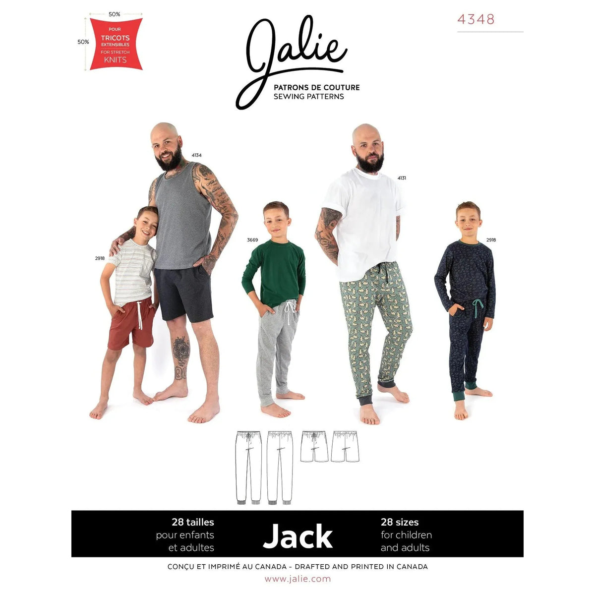 Jalie-Jack Pull-On Lounge Pants & Shorts Pattern-sewing pattern-gather here online