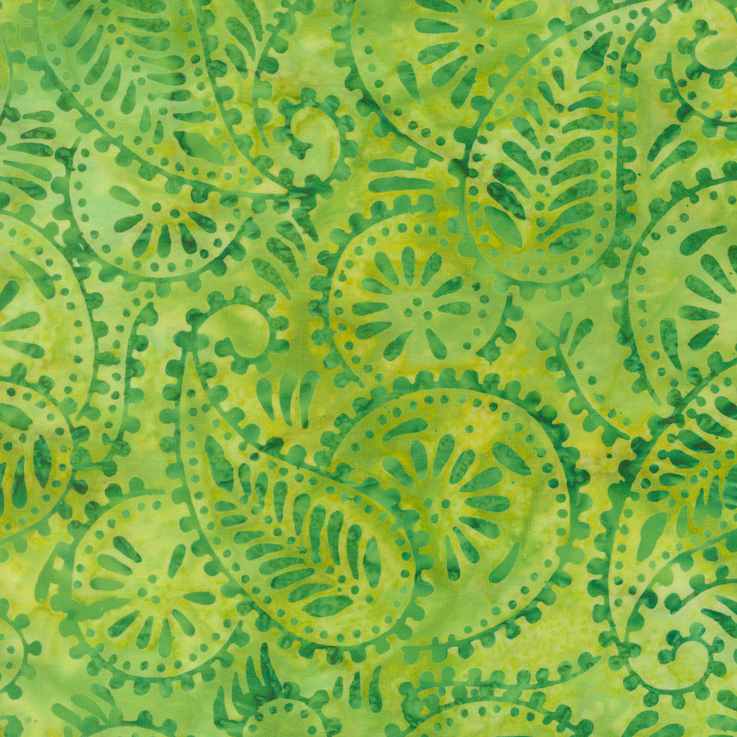 Moda-Paisley Lime-fabric-gather here online