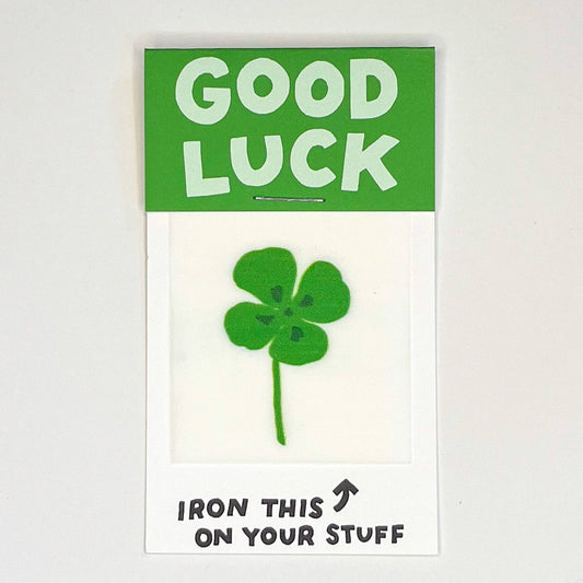 Hot Dang Press-Good Luck Four Leaf Clover Iron-On Transfer & Card-patches + pins-gather here online