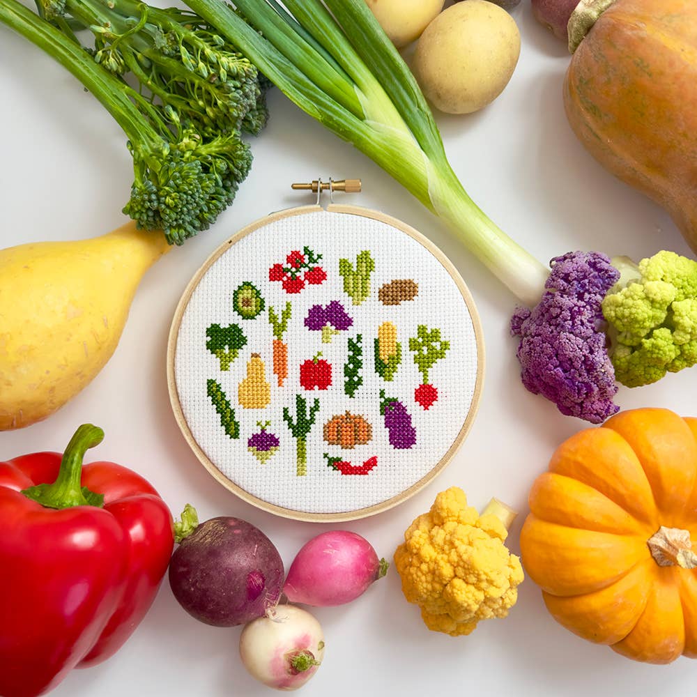 The Stranded Stitch-Veggies DIY Cross Stitch Kit-embroidery kit-gather here online