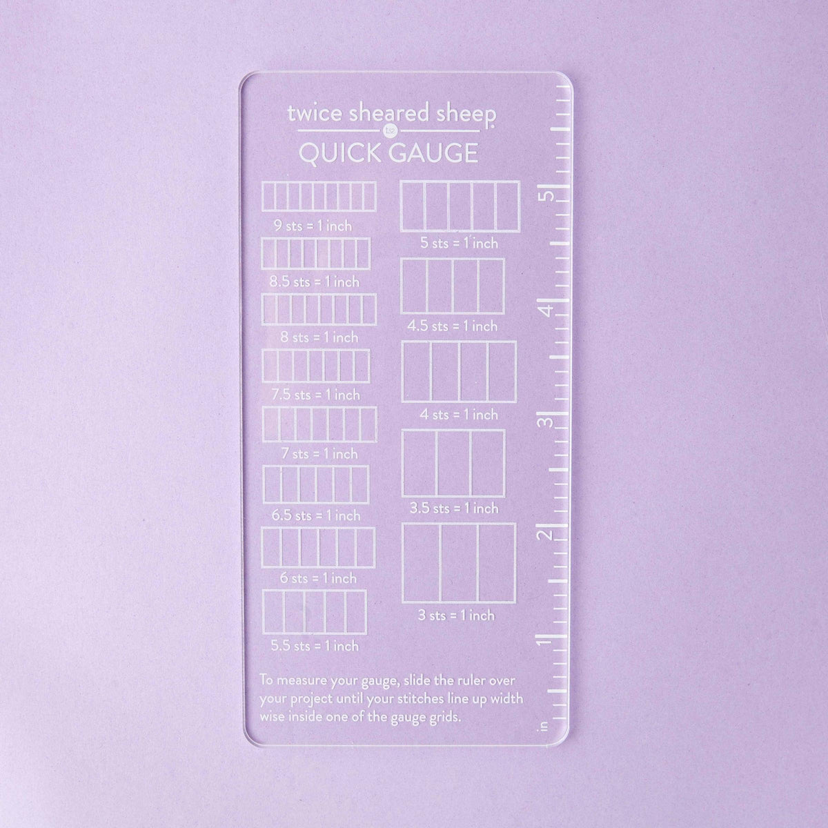 Twice Sheared Sheep-White Quick Gauge Ruler-knitting notion-gather here online