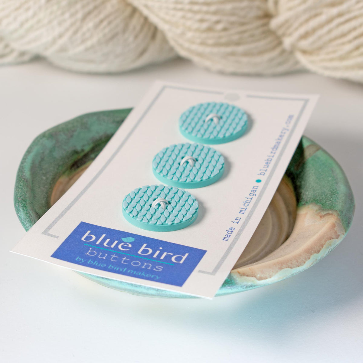 Blue Bird Makery-1" Knit Stitch Buttons-button-Aqua-gather here online