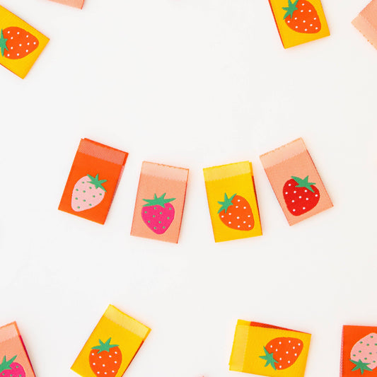 Sarah Hearts-Strawberry Multipack Woven Sewing Quilt and Garment Labels-notion-gather here online