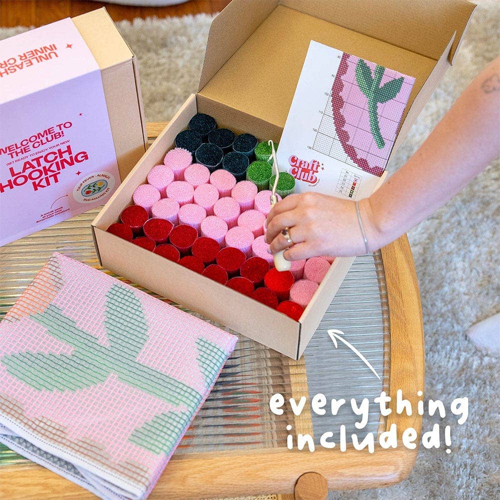 Craft Club-Strawberry Ripe Stripes - Latch Hook Cushion Kit-craft kit-gather here online