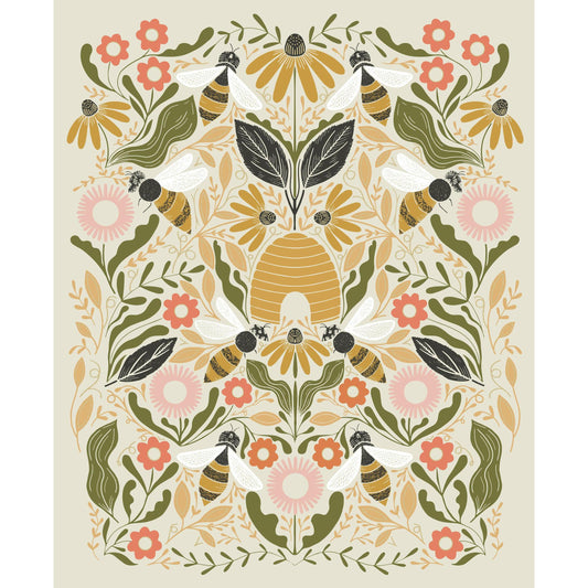 Moda-Bee Garden Metallic Porcelain Panel-fabric panel-gather here online