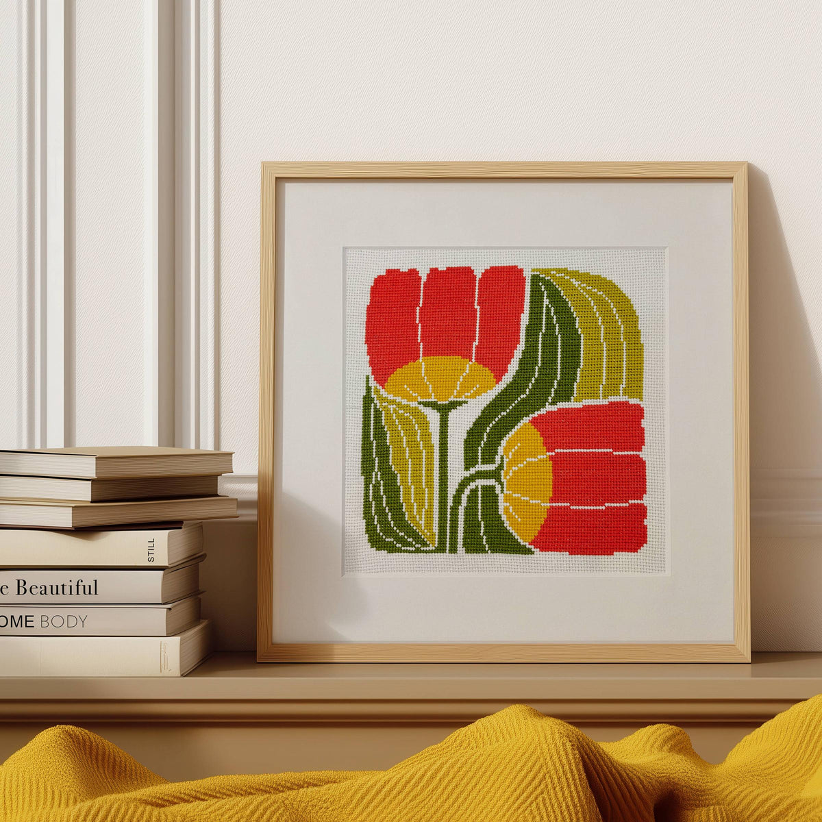 Budgiegoods-Twin Blooms Beginner Cross Stitch Kit -xstitch kit-gather here online