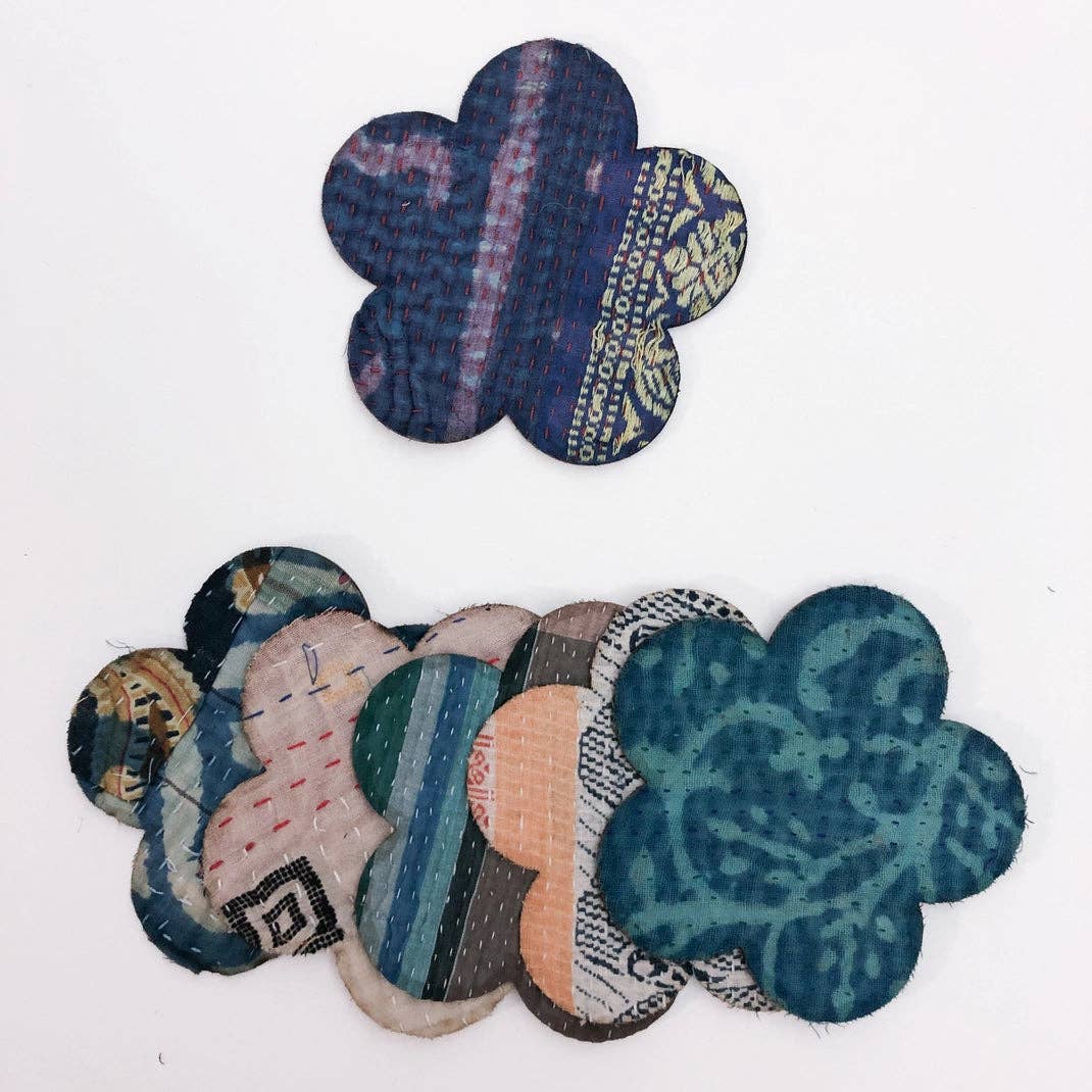 Otto Finn-Medium Kantha Flower Iron-On Patch-patches + pins-gather here online