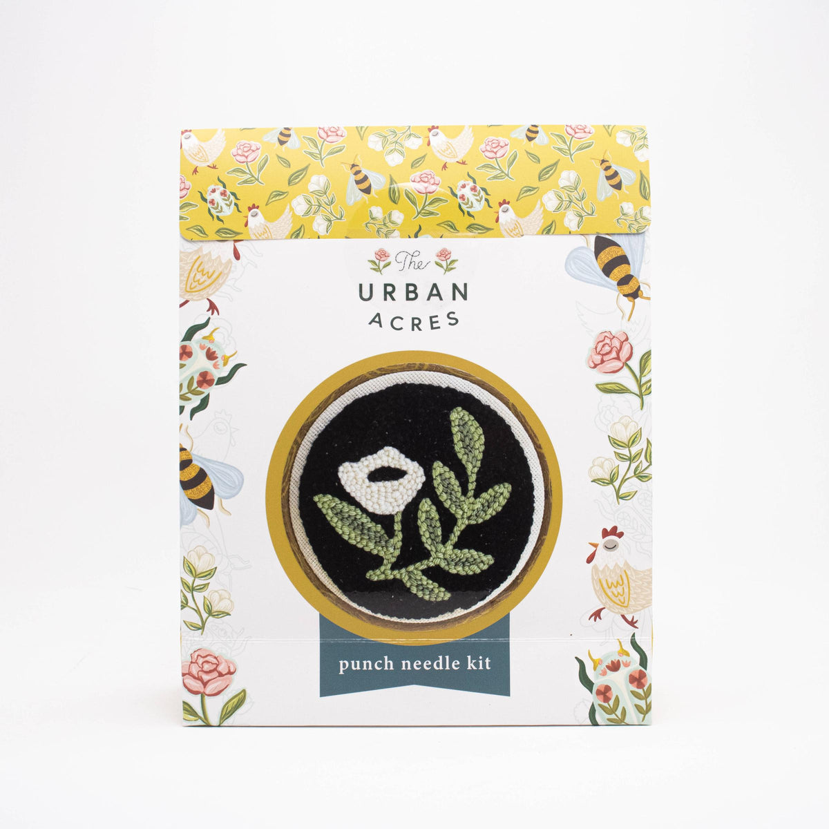 The Urban Acres-Black Floral Punch Needle Kit-craft kit-gather here online