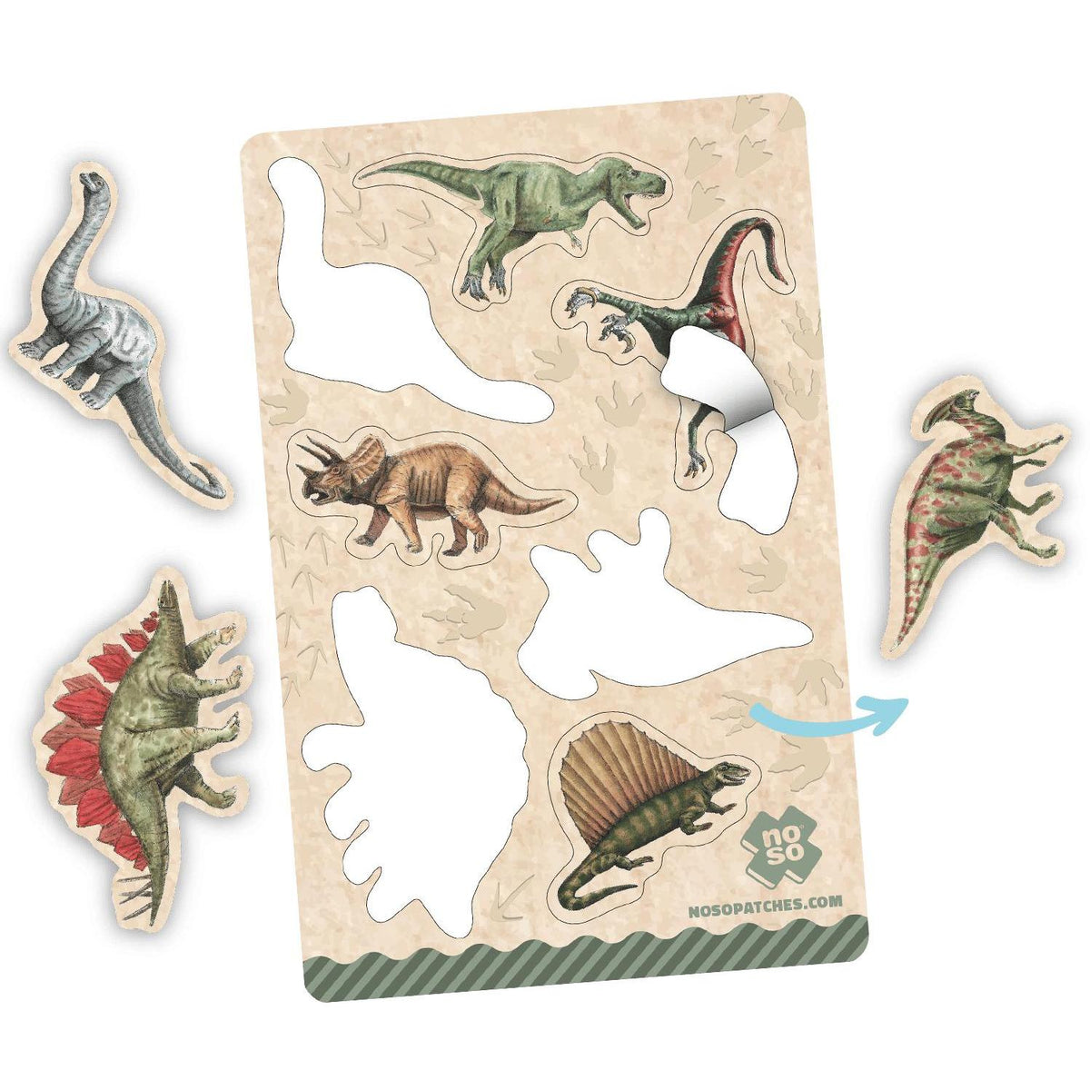 Noso Patches-Dino Dazzits Adhesive Patch Set-patches + pins-gather here online