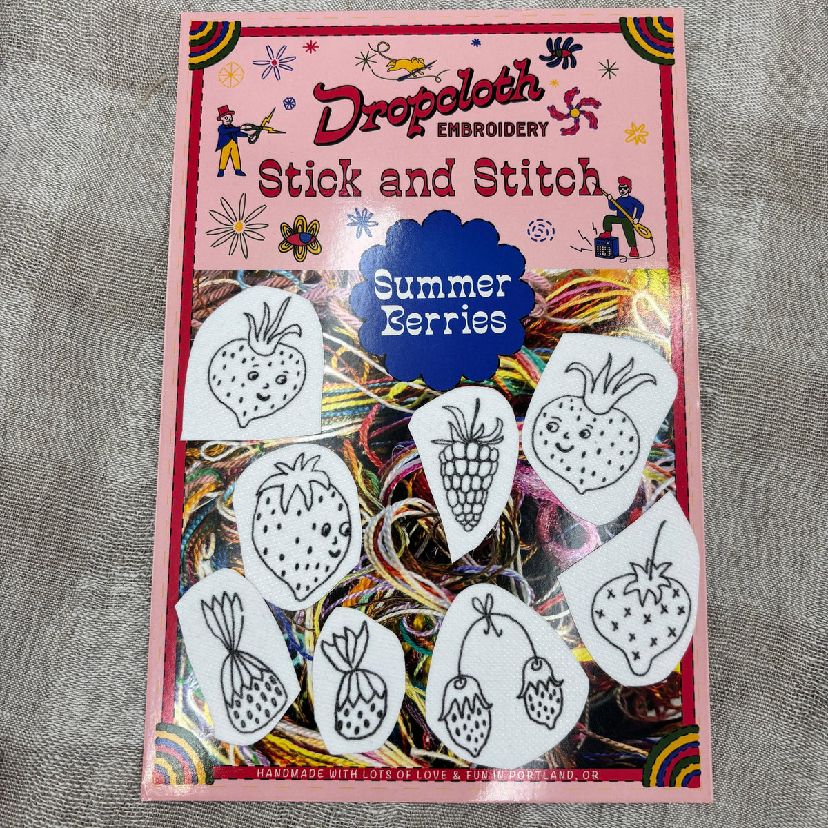 Dropcloth Samplers-Summer Berries Stick and Stitch Set-embroidery pattern-gather here online