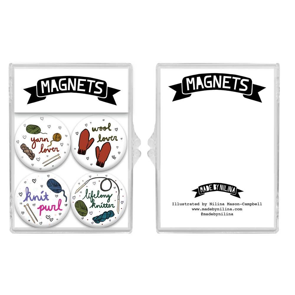 Made by Nilina-Yarn Lover Magnet Set - Wool, Knitting, Knit, Skein-sticker-gather here online