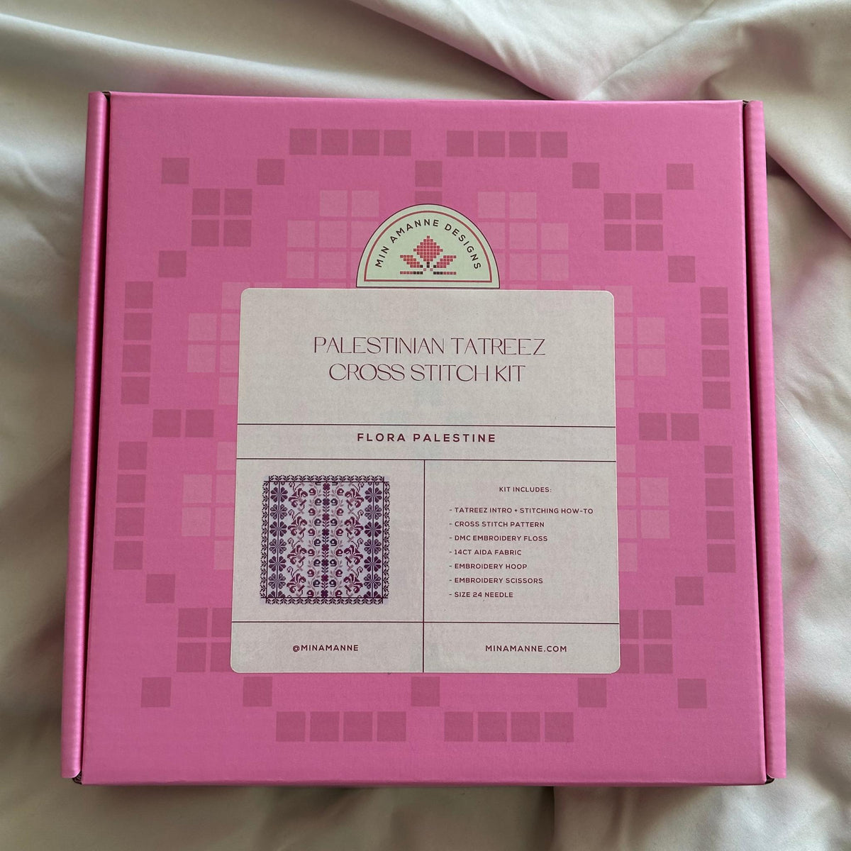 Min Amanne Tatreez Designs-Flora Palestine Tatreez Kit-xstitch kit-gather here online